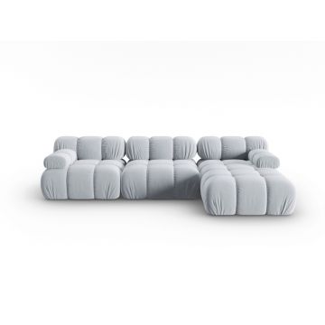 Coltar modular dreapta 4 locuri, Bellis, Micadoni Home, BL, 285x157x63 cm, catifea, albastru deschis