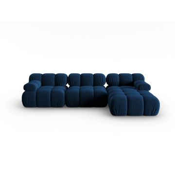 Coltar modular dreapta 4 locuri, Bellis, Micadoni Home, BL, 285x157x63 cm, catifea, albastru regal