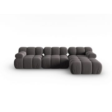 Coltar modular dreapta 4 locuri, Bellis, Micadoni Home, BL, 285x157x63 cm, catifea, gri inchis