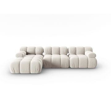 Coltar modular stanga 4 locuri, Bellis, Micadoni Home, BL, 285x157x63 cm, catifea, bej deschis