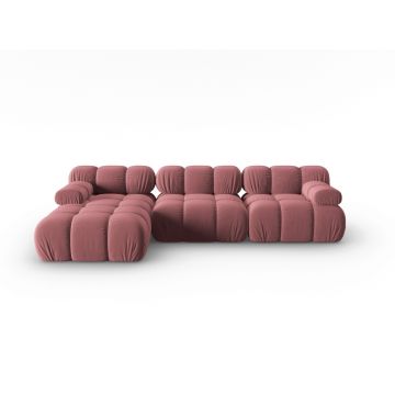 Coltar modular stanga 4 locuri, Bellis, Micadoni Home, BL, 285x157x63 cm, catifea, roz