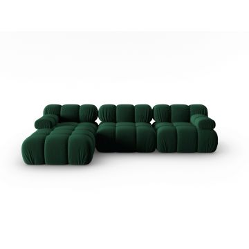 Coltar modular stanga 4 locuri, Bellis, Micadoni Home, BL, 285x157x63 cm, catifea, verde bottle