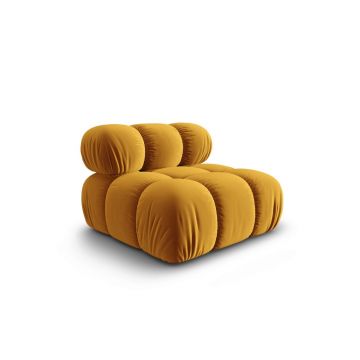 Modul canapea 1 loc fara cotiere, Bellis, Micadoni Home, BL, 94x94x63 cm, catifea, galben