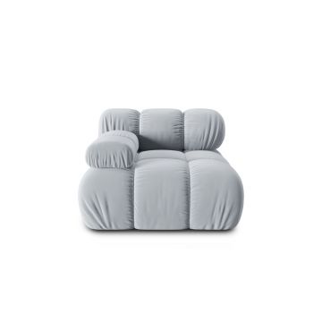 Modul canapea stanga 1 loc, Bellis, Micadoni Home, BL, 94x94x70 cm, catifea, albastru deschis