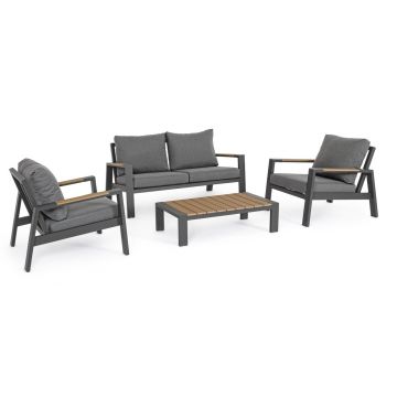 Set mobilier pentru gradina / terasa 4 piese, Einar, Bizzotto, gri carbune