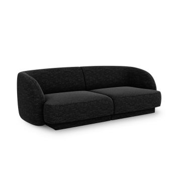 Canapea 2 locuri, Miley, Micadoni Home, BL, 184x85x74 cm, poliester chenille, negru