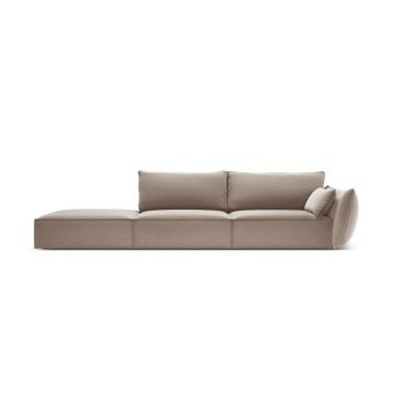 Canapea 4 locuri cotiera stanga, Kaelle, Micadoni Home, BL, 264x110x85 cm, catifea, cappuccino