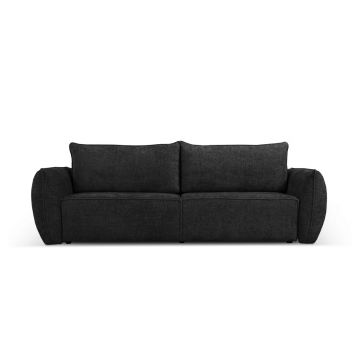 Canapea extensibila 3 locuri, Kaelle, Micadoni Home, BL, 244x97x91 cm, poliester chenille, negru