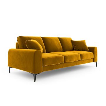 Canapea, Madara, Mazzini Sofas, 4 locuri, 237x102x90 cm, catifea, galben