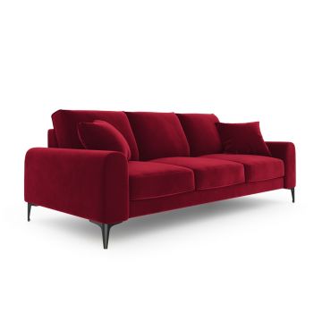 Canapea, Madara, Mazzini Sofas, 4 locuri, 237x102x90 cm, catifea, rosu vin