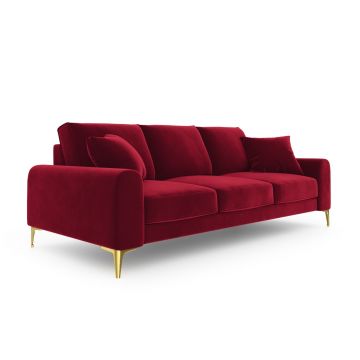 Canapea, Madara, Mazzini Sofas, 4 locuri, gold legs, 237x102x90 cm, catifea, rosu vin