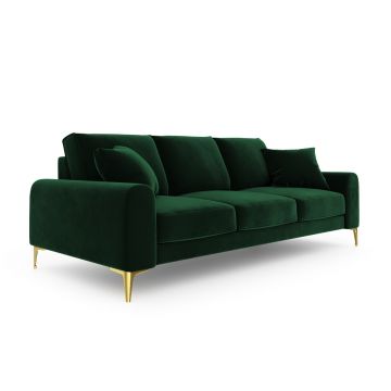 Canapea, Madara, Mazzini Sofas, 4 locuri, gold legs, 237x102x90 cm, catifea, verde bottle