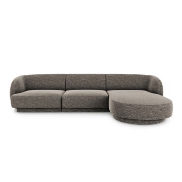 Coltar dreapta 4 locuri, Miley, Micadoni Home, BL, 259x155x74 cm, poliester chenille, gri