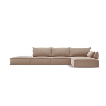 Coltar dreapta 5 locuri, Kaelle, Micadoni Home, BL, fara cotiera, 364x171x85 cm, catifea, bej
