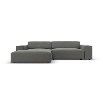 Coltar modular stanga 3 locuri, Jodie, Micadoni Home, BL, 224x166x70 cm, catifea, gri deschis