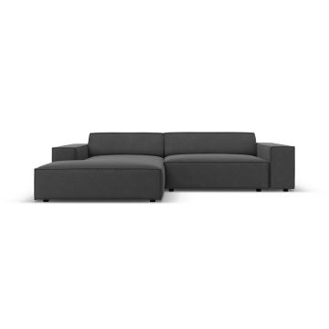 Coltar modular stanga 3 locuri, Jodie, Micadoni Home, BL, 224x166x70 cm, catifea, gri