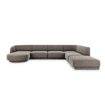 Coltar panoramic dreapta 6 locuri, Miley, Micadoni Home, BL, 327x245x74 cm, poliester chenille, gri