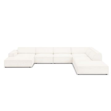 Coltar panoramic dreapta 7 locuri, Jodie, Micadoni Home, BL, 364x262x70 cm, poliester Boucle, bej