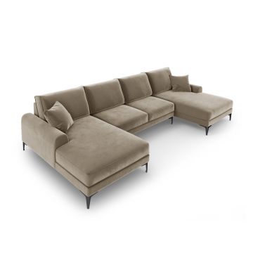 Coltar panoramic, Madara, Mazzini Sofas, 6 locuri, 334x182x90 cm, catifea, bej