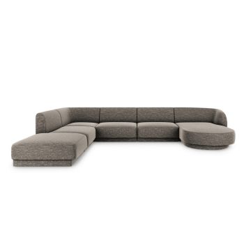 Coltar panoramic stanga 6 locuri, Miley, Micadoni Home, BL, 327x245x74 cm, poliester chenille, gri