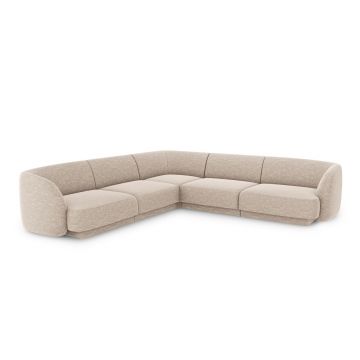 Coltar simetric 5 locuri, Miley, Micadoni Home, BL, 252x252x74 cm, poliester chenille, bej