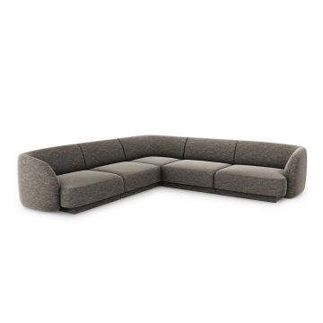 Coltar simetric 5 locuri, Miley, Micadoni Home, BL, 252x252x74 cm, poliester chenille, gri