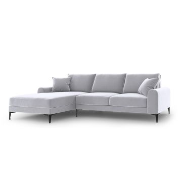 Coltar stanga, Madara, Mazzini Sofas, 5 locuri, 254x182x90 cm, catifea, argintiu