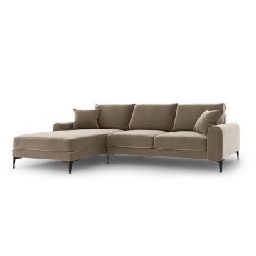 Coltar stanga, Madara, Mazzini Sofas, 5 locuri, 254x182x90 cm, catifea, bej