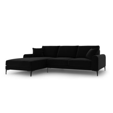 Coltar stanga, Madara, Mazzini Sofas, 5 locuri, 254x182x90 cm, catifea, negru