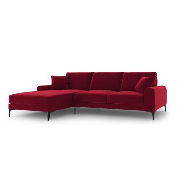 Coltar stanga, Madara, Mazzini Sofas, 5 locuri, 254x182x90 cm, catifea, rosu vin