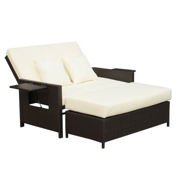Outsunny Canapea de Gradina cu Banca Mobilier de Gradina din Ratan Maro | Aosom Romania