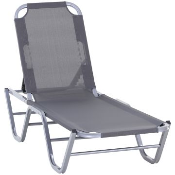 Outsunny Șezlong Reglabil din Aluminiu, Argintiu, pentru Piscină și Grădină, 163x58.5x91 cm | Aosom Romania