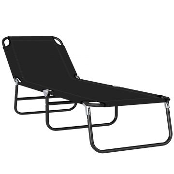 Outsunny Scaune de Piscina Sezlong Pliabile, Scaune de Bronzat in Aer Liber, cu Spatar Rabatabil, Cadru din Otel si Plasa