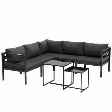 Outsunny Set de Mobilier de Gradina din 7 Piese cu Canapea de Colt, Masa de Cafea, Set de Mobilier Sectional, Gri | Aosom Romania
