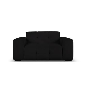 Canapea 2 locuri, Kendal, Micadoni Home, BL, 156x103x79 cm, catifea, negru