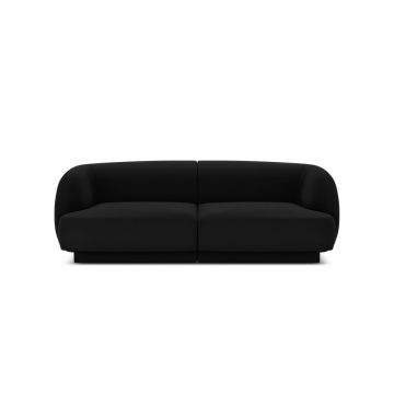 Canapea 2 locuri, Miley, Micadoni Home, BL, 184x85x74 cm, catifea, negru