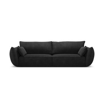 Canapea 3 locuri, Kaelle, Micadoni Home, BL, 208x100x85 cm, poliester chenille, negru