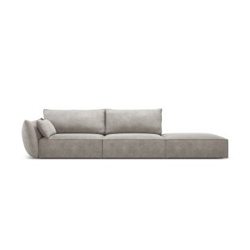 Canapea 4 locuri cotiera dreapta, Kaelle, Micadoni Home, BL, 264x110x85 cm, poliester chenille, gri deschis