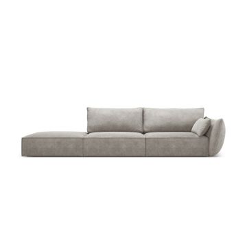 Canapea 4 locuri cotiera stanga, Kaelle, Micadoni Home, BL, 264x110x85 cm, poliester chenille, gri deschis