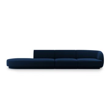 Canapea 4 locuri cotiera stanga, Miley, Micadoni Home, BL, 325x85x74 cm, catifea, albastru regal