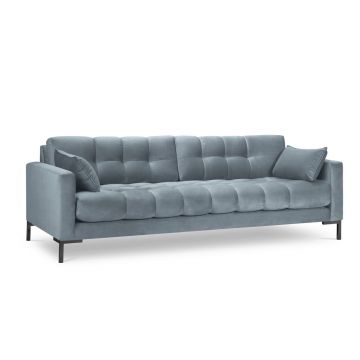 Canapea 4 locuri, Mamaia, Micadoni Home, BL, 217x92x75 cm, catifea, albastru deschis