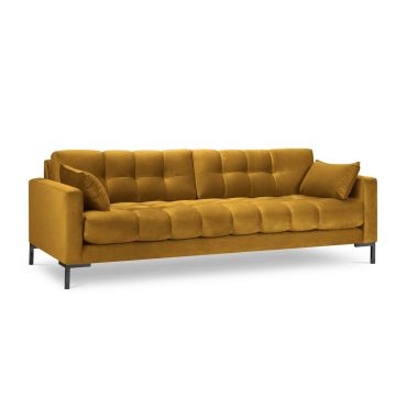 Canapea 4 locuri, Mamaia, Micadoni Home, BL, 217x92x75 cm, catifea, galben