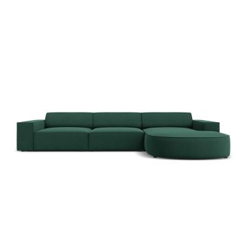 Coltar dreapta 4 locuri, Jodie, Micadoni Home, BL, forma rotunjita, 284x166x70 cm, poliester, verde