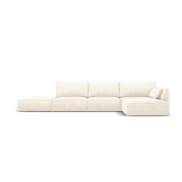 Coltar dreapta 5 locuri, Kaelle, Micadoni Home, BL, fara cotiera, 364x171x85 cm, poliester chenille, bej deschis