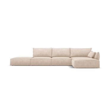Coltar dreapta 5 locuri, Kaelle, Micadoni Home, BL, fara cotiera, 364x171x85 cm, poliester chenille, bej