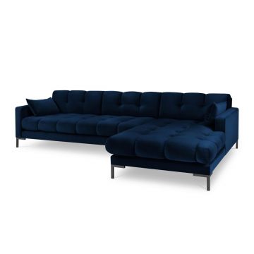 Coltar dreapta 5 locuri, Mamaia, Micadoni Home, BL, 293x185x75 cm, catifea, albastru regal