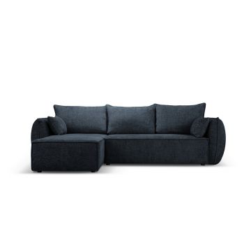 Coltar extensibil stanga 4 locuri, Kaelle, Micadoni Home, BL, 252x165x87 cm, poliester chenille, albastru regal