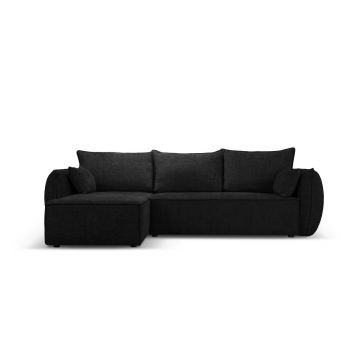 Coltar extensibil stanga 4 locuri, Kaelle, Micadoni Home, BL, 252x165x87 cm, poliester chenille, negru