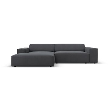 Coltar modular stanga 3 locuri, Jodie, Micadoni Home, BL, 224x166x70 cm, poliester, gri inchis