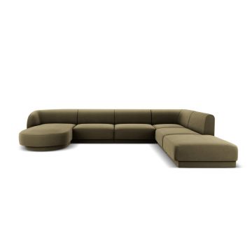 Coltar panoramic dreapta 6 locuri, Miley, Micadoni Home, BL, 327x245x74 cm, catifea, verde